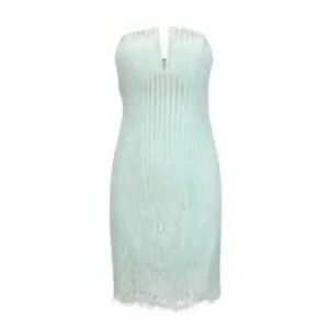 Guess strapless mint green lace scalloped dress 8